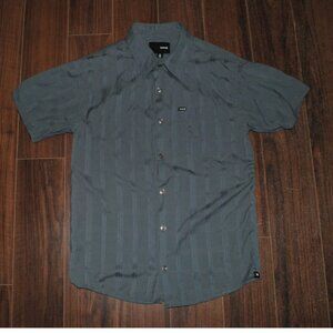 Hurley Button Up Short Sleeve Gray Shirt Small Chest 34"
